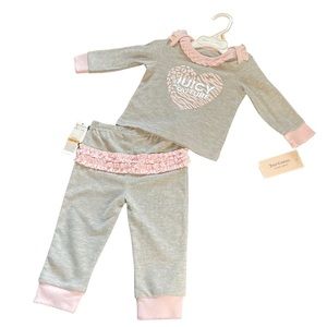 Juicy Couture Pink Ruffle-Bottom Matching Set w/ Metallic Animal Print Logo